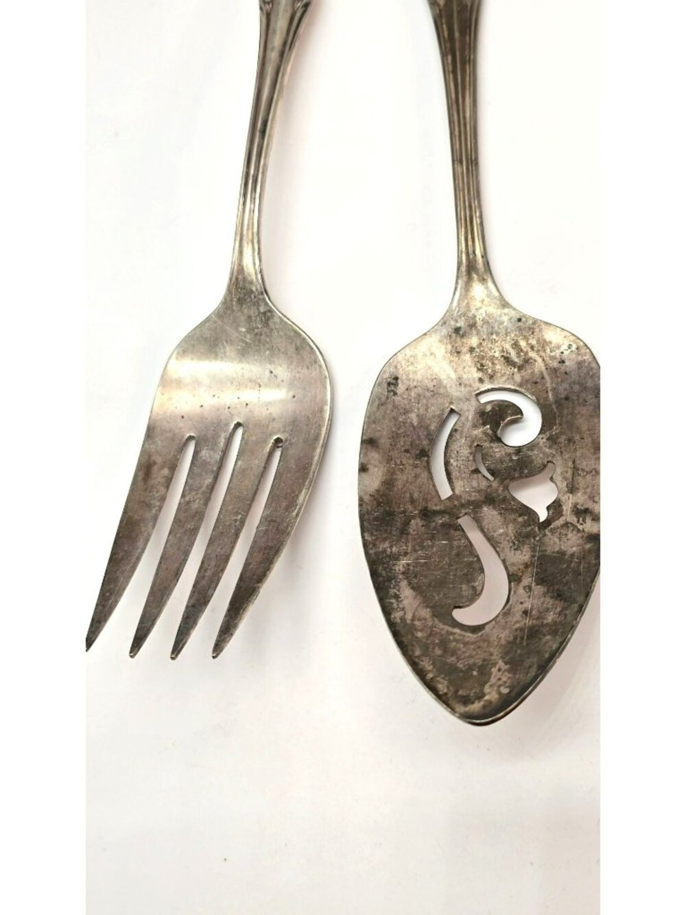 Antique Rogers Bros Silverplate Pie Server And Fork Floral Pattern CM2266 - Picture 5 of 6